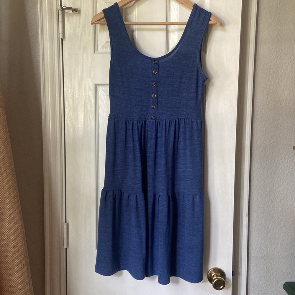 Blue Ruffle Hem Dress - Picture 6 of 9